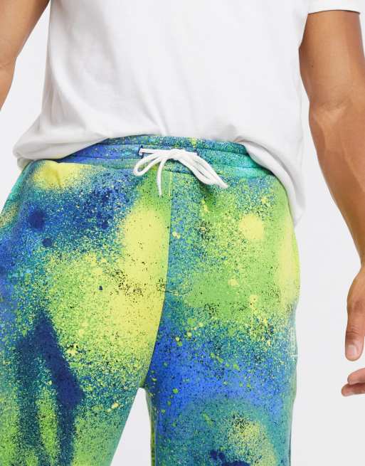 Bershka - Tie-dye joggingbroek in blauw en groen, deel van co-ord set, 3 van 4