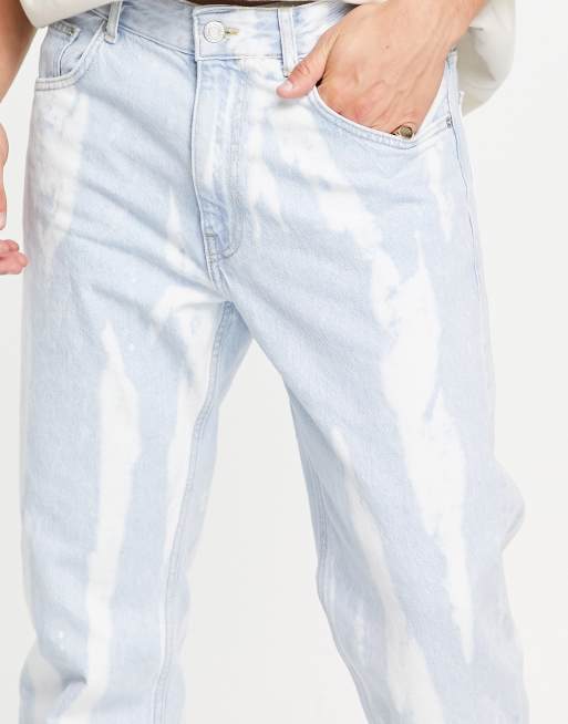 Bershka tie dye straight jeans in blue, 3 of 4