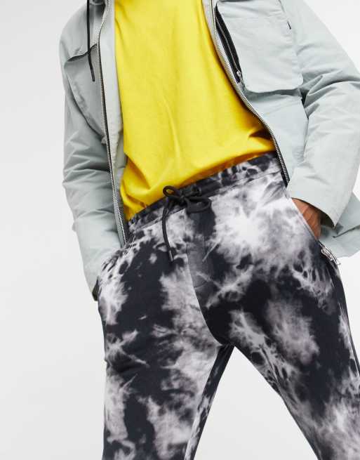 Bershka tie dye sweatpants in dark gray