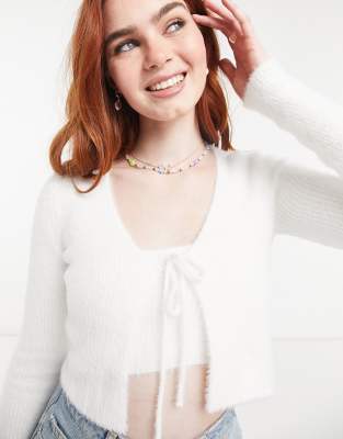white tie front cardigan