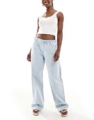 Bershka Tie Front Wide Leg Jeans