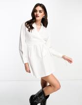 Urban Revivo cinch waist mini shirt dress in pink