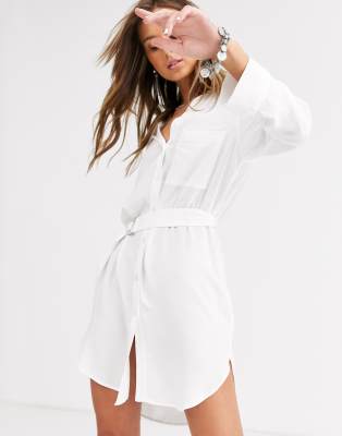 white shirt dress tie waist