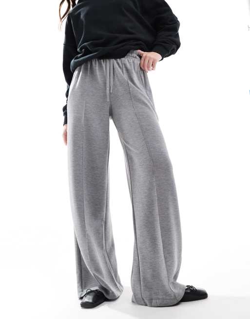 Bershka tie waist wide leg sweatpants in dark gray | ASOS