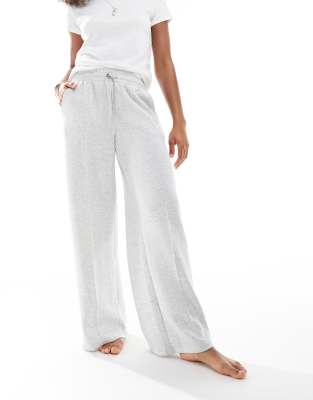 BERSHKA TIE WAIST WIDE LEG SWEATPANTS 