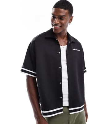 tipped sleeve shirt in black