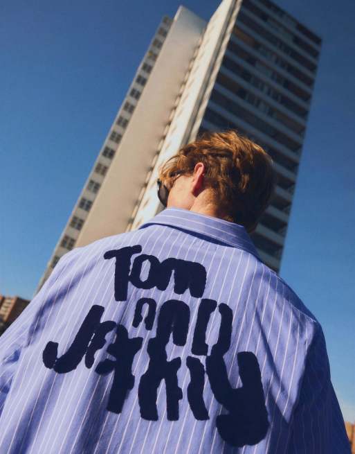 Bershka - Tom & Jerry - Overhemd met korte mouwen in lichtblauw, 2 van 4