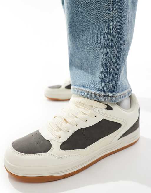 Bershka tonal panel sneakers in white