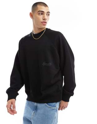 tonal print sweatshirt in black