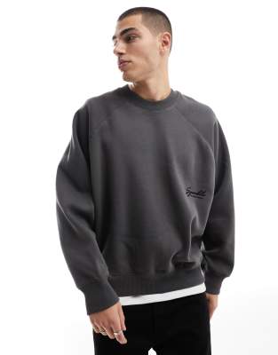 Bershka Bershka tonal print sweatshirt in charcoal-Grey