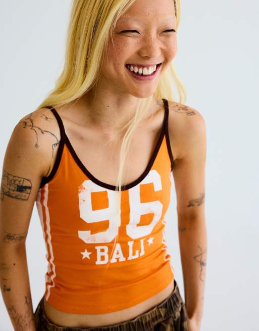 Bershka top à bretelles imprimé orange, 4 de 5