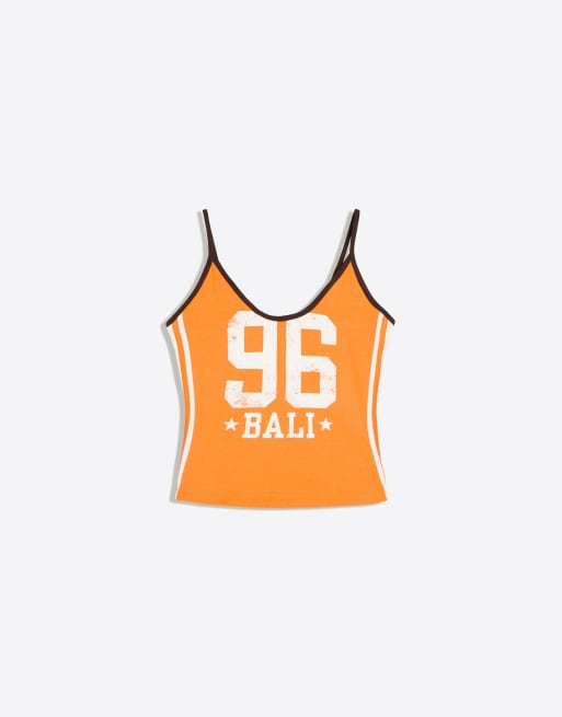 Bershka top à bretelles imprimé orange, 5 de 5