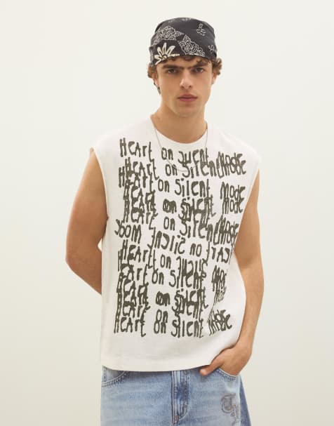 Bershka - Top a canotta bianco con stampa - view 1