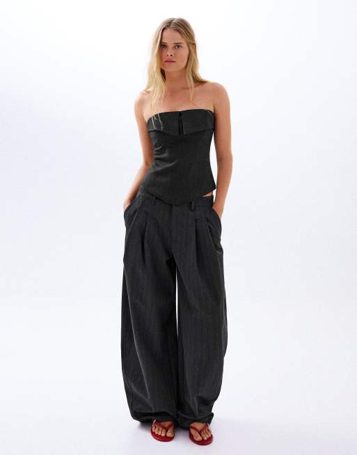 Bershka - Top a fascia grigio, 2 di 4