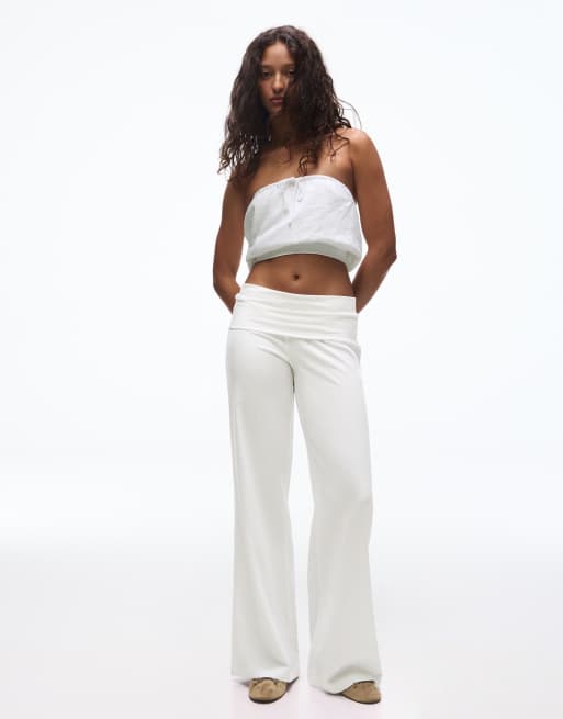 Bershka - Top a fascia in misto lino bianco, 2 di 4