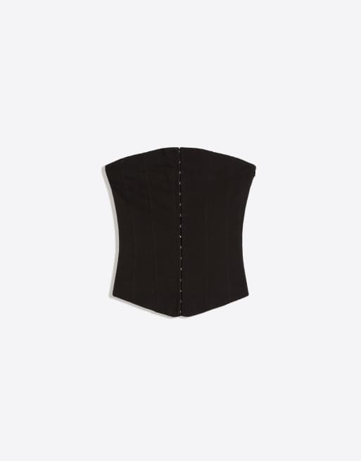 Bershka - Top a fascia nero stile corsetto, 5 di 5
