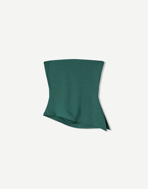 Bershka - Top a fascia verde con dettagli arricciati  , 2 di 4