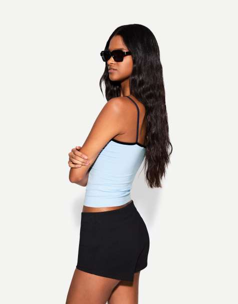 Bershka - Top à fines bretelles - Bleu clair - view 1