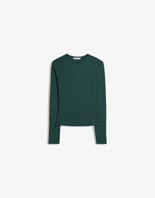 Bershka - Top a maniche lunghe verde, 2 di 4