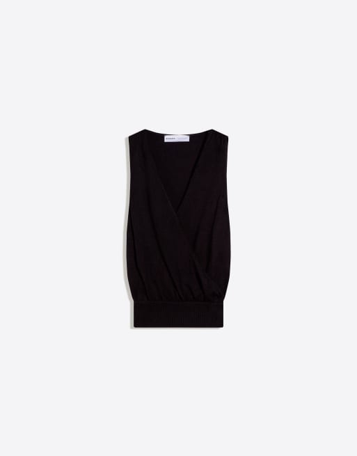Bershka - Top a portafoglio nero con fascia da smoking, 4 di 4