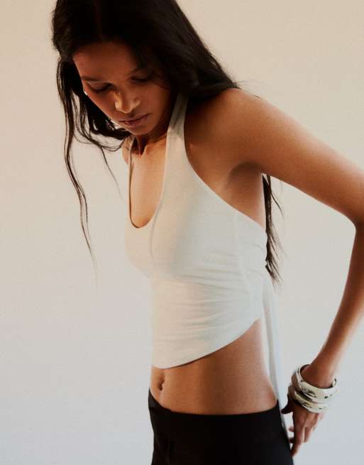 Bershka - Top allacciato al collo bianco con nodo sul retro, 4 di 6