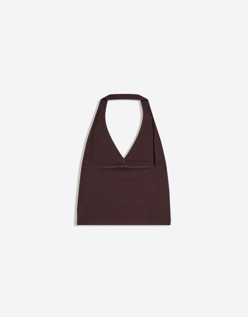 Bershka - Top allacciato al collo marrone, 6 di 6