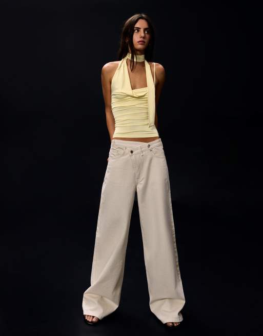 Bershka - Top asimmetrico a fazzoletto giallo, 2 di 4