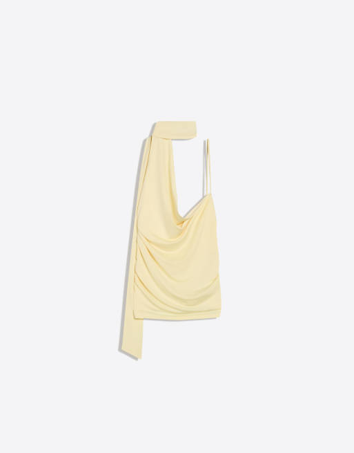 Bershka - Top asimmetrico a fazzoletto giallo, 4 di 4