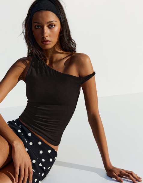 Bershka - Top asimmetrico nero - view 1