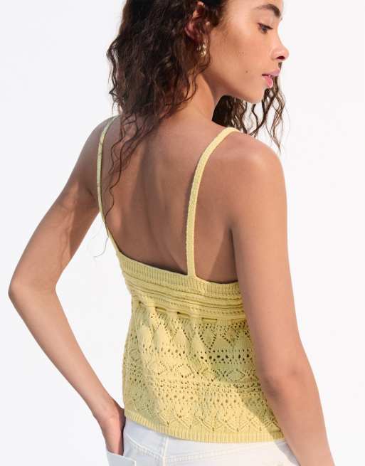 Haut Sans Bretelles Jaune Bershka, Taille M, Femme, été