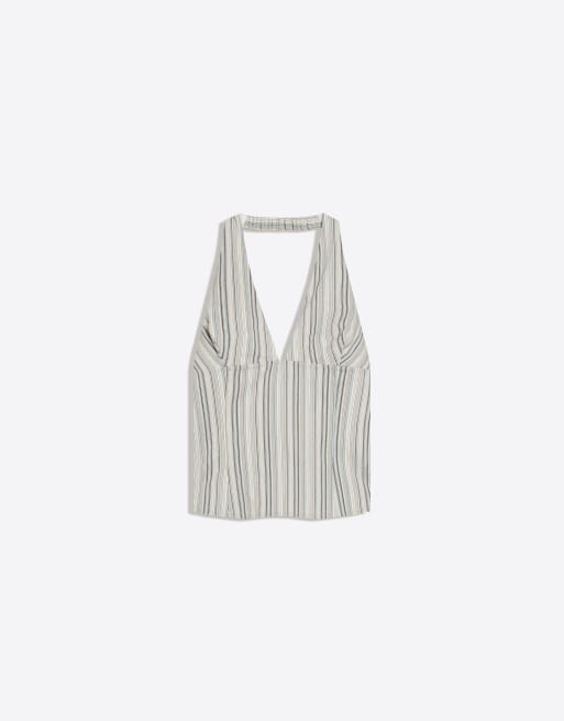 Bershka - Top azzurro con zip sul davanti, 4 di 4