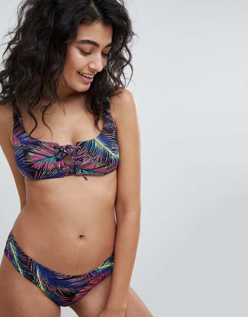 Bershka - Top bikini con laccetti e stampa geometrica in coordinato, 3 di 4