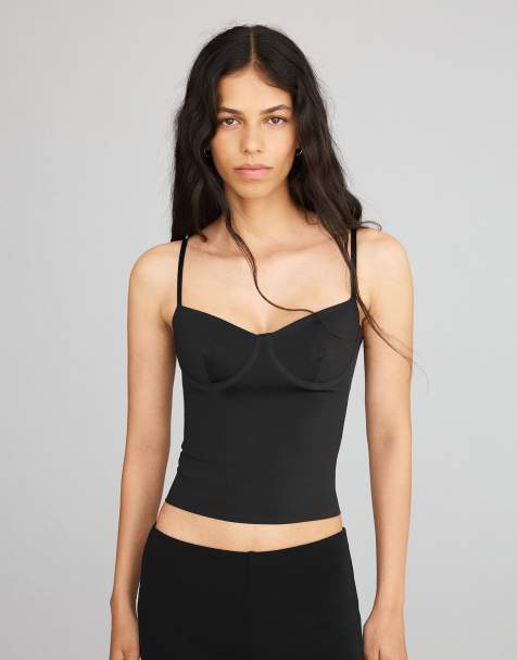 Bershka top caraco à décolleté en cœur noir - view 1
