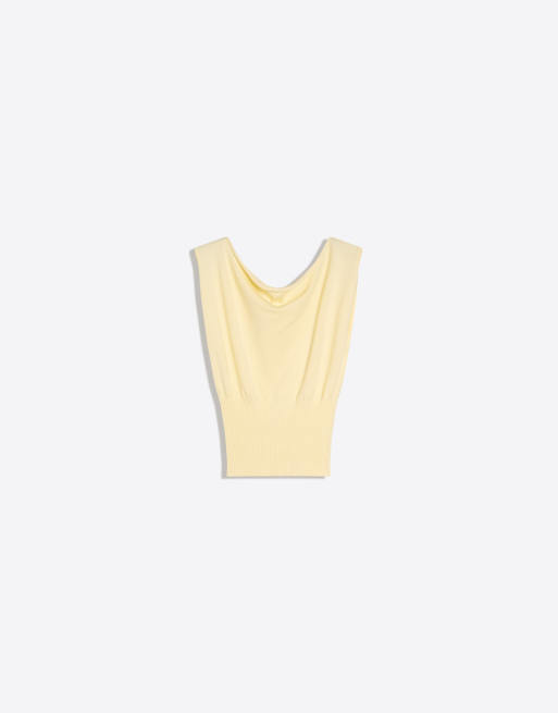 Bershka - Top con scollo a barchetta giallo, 5 di 6