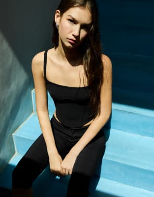 Top corset à bretelles - Noir XS