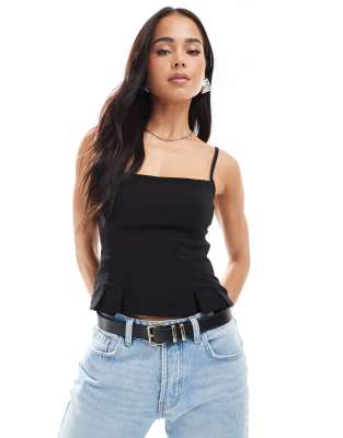 Bershka - Top corset habillé à encolure droite - Noir