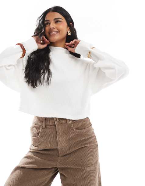 Bershka - Top d'ensemble doux au toucher à col montant - Écru - view 1