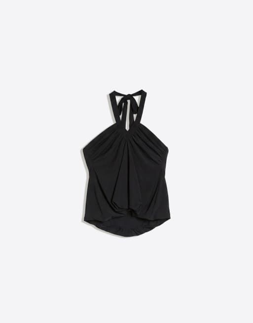 Bershka - Top dos nu à basque - Noir, 4 de 4