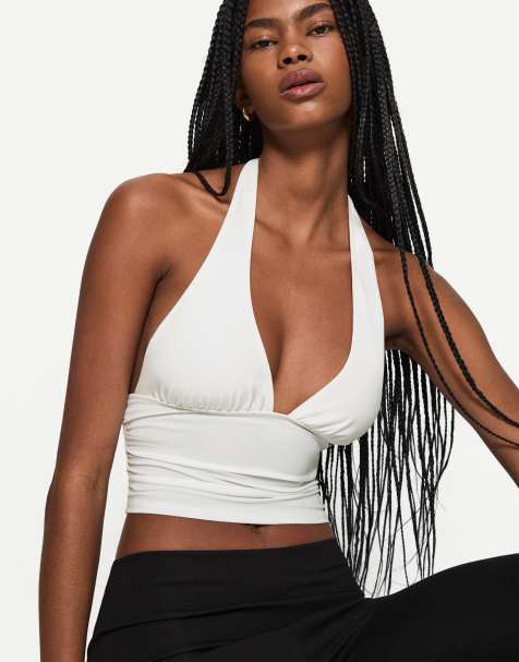 Bershka - Top dos nu à fronces - Blanc - view 1