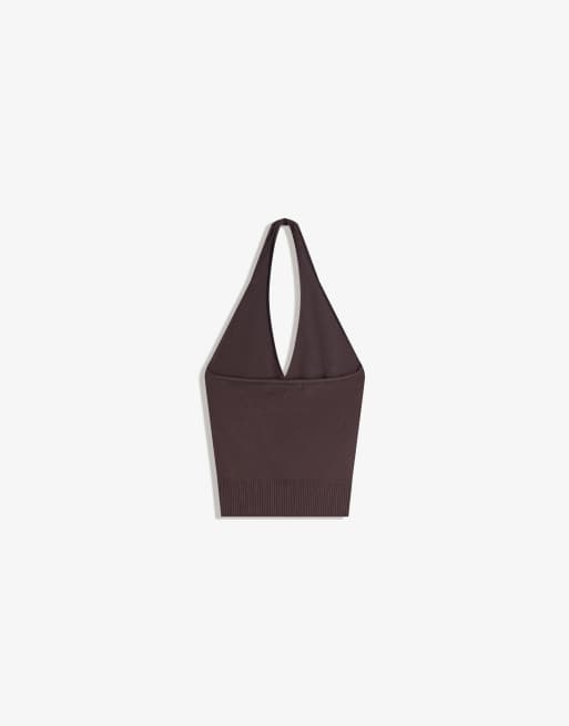 Bershka - Top dos nu effet croisé - Marron, 4 de 4