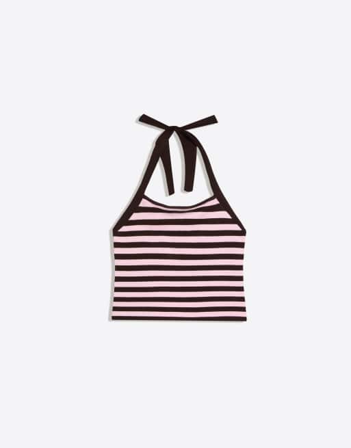 Bershka - Top dos nu en maille - Rose, 3 de 4