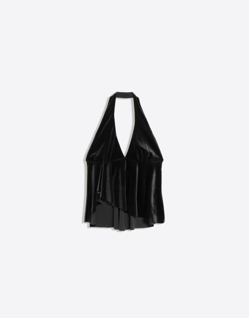 Bershka top dos nu en velours noir, 5 de 5
