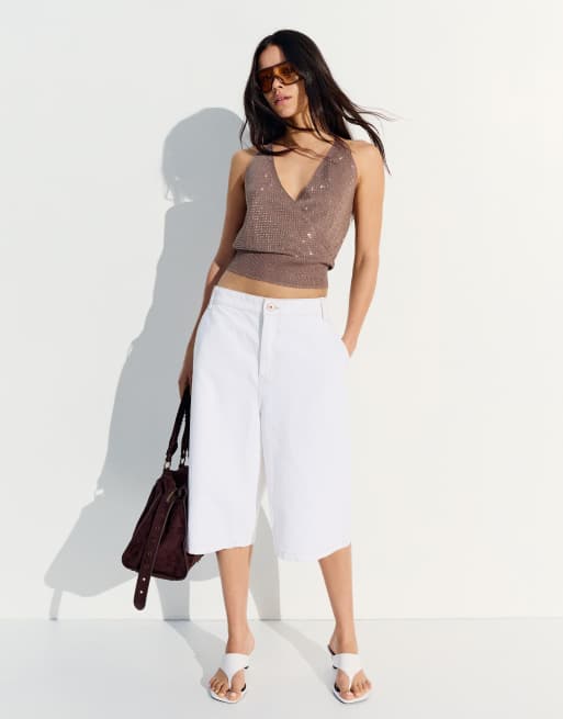 Bershka - Top dos nu scintillant - Marron, 2 de 4