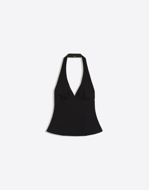 Bershka - Top dos nu structuré à liens - Noir, 5 de 5