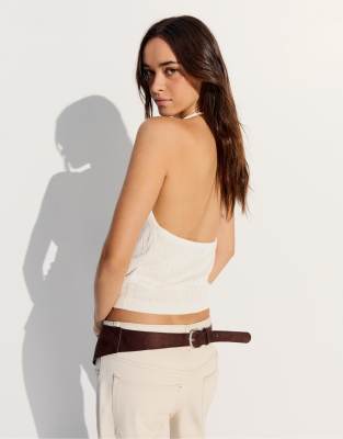 Top drapé dos nu - Écru-Blanc L
