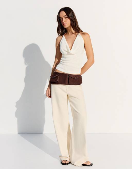 Bershka - Top drapé dos nu - Écru, 2 de 3