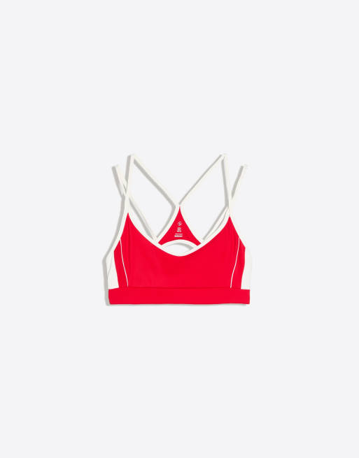 Bershka top in tessuto tecnico a contrasto rosso, 5 di 5