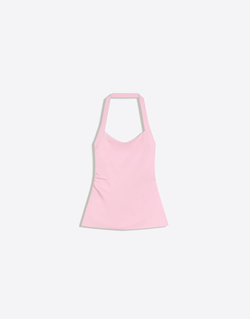 Bershka - Top met halternek in roze, 4 van 4