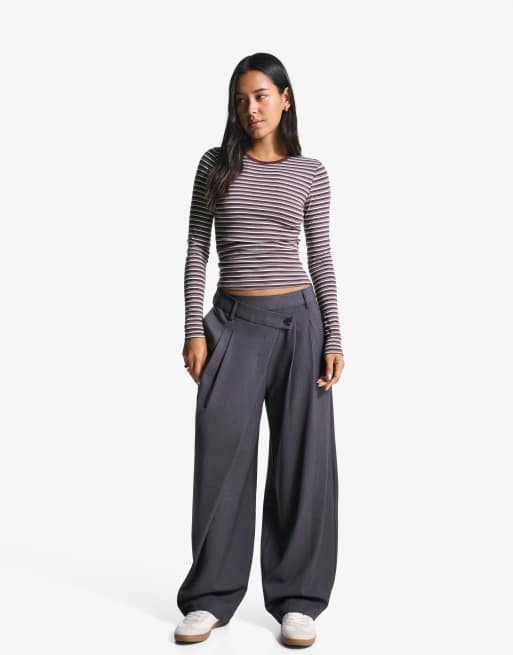 Bershka - Top met lange mouwen in bordeauxrood, 4 van 4