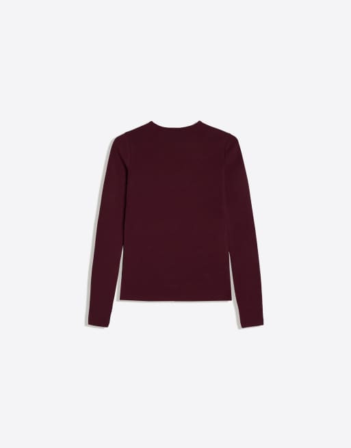 Bershka top met lange mouwen in bordeauxrood, 6 van 6